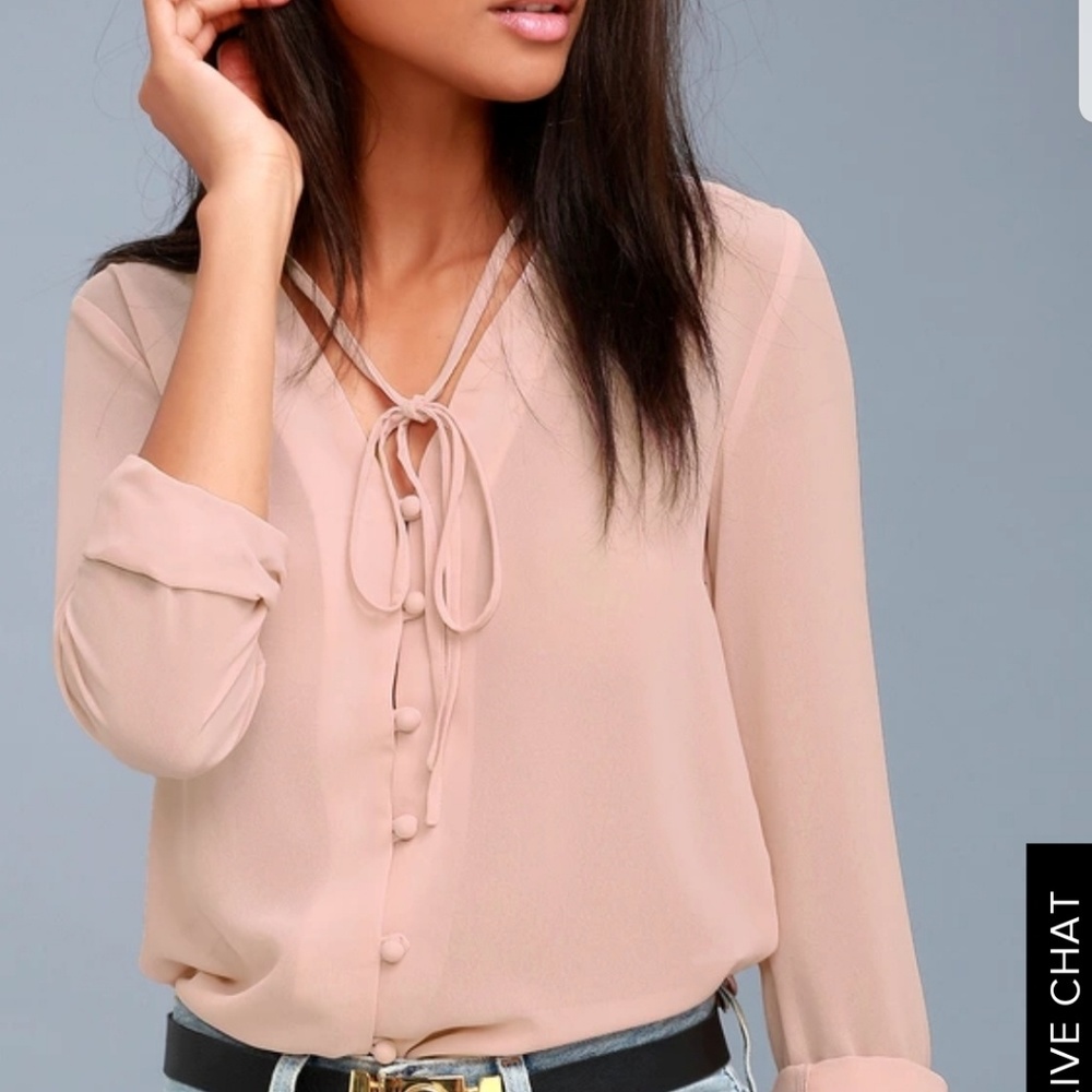 Lulus style education blush pink blouse size S